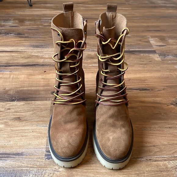 Free People Dylan Lace Up Suede Chunky Platform Boots - Picture 3 of 11